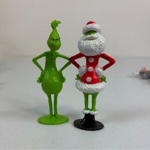The Grinch Christmas PVC Plastic Toy Figurine lot of 2 Cake Topper Toys